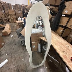 Anyrose 63"x24" Full Length Mirror Irregular Wavy Mirror Wall Mirror Hanging or Leaning,White