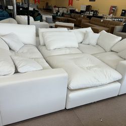 Modern White 6 Piece Cloud Modular Sectional Sofa 