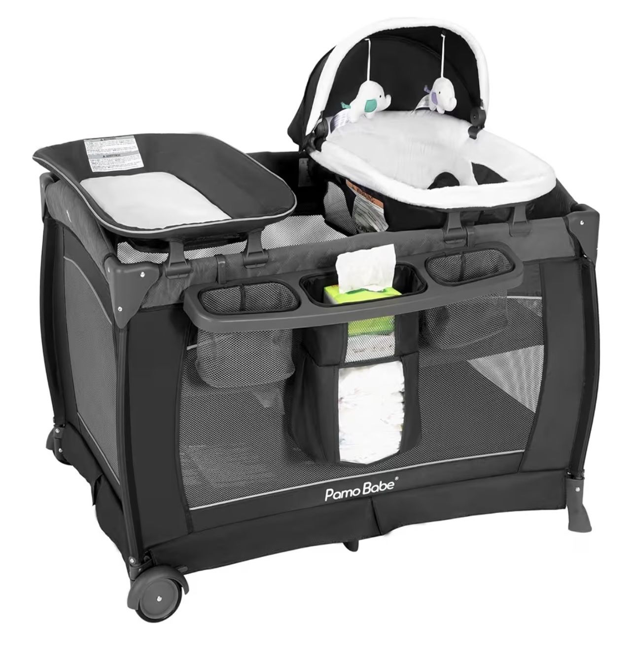 Pamo Babe Playard Portable Playard Foldable Playpen for Baby and Toddler Portable Crib Mattress Diaper Changer for Newborn