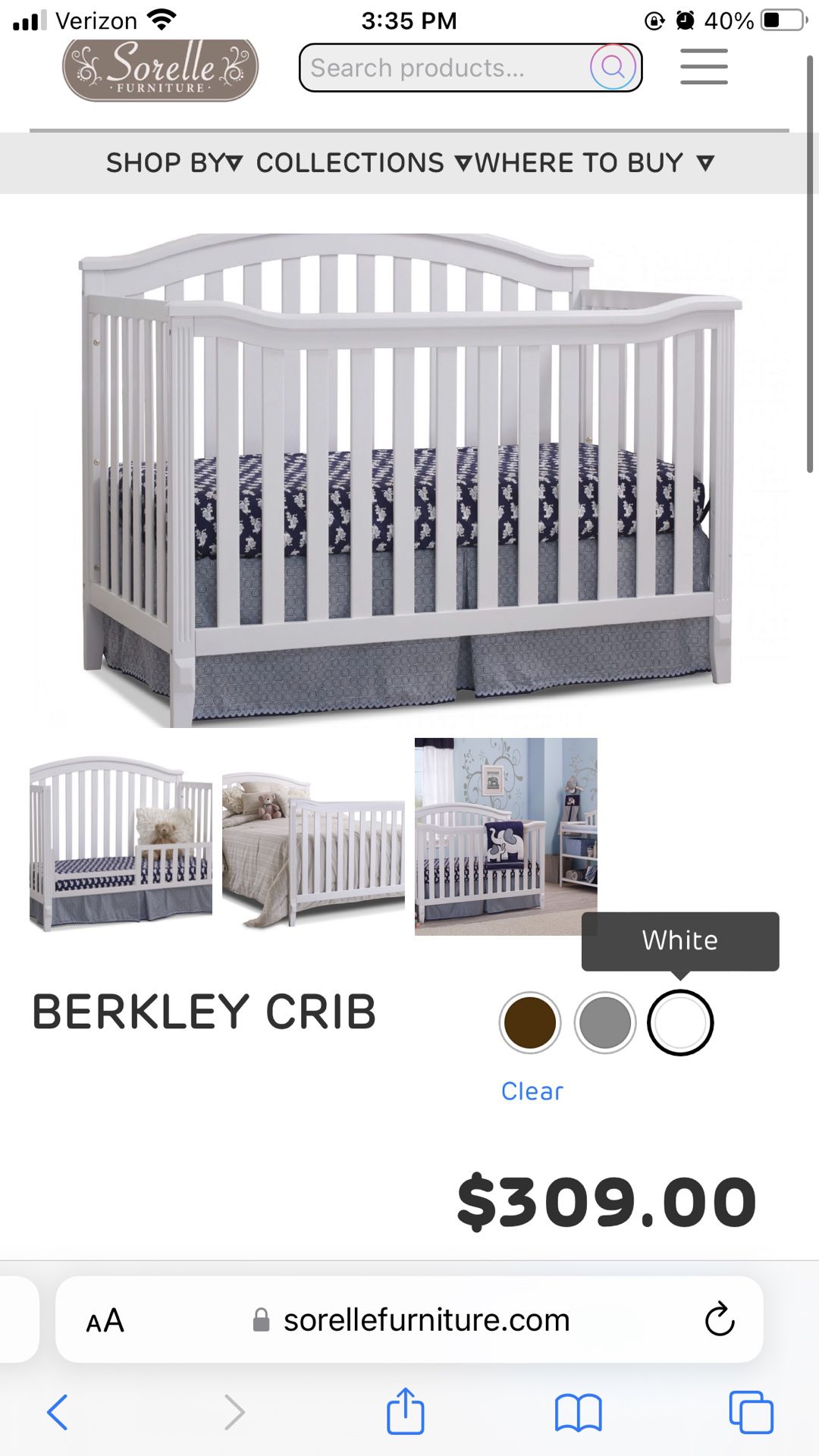 Crib- Sorelle Berkley- White