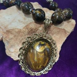 Tiger eye large pendant 