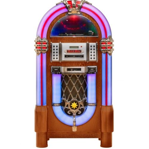 Used once but still shinny like new Roxby Full Size Wooden Jukebox, Cd Player, With Bluetooth