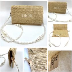 New Dior. Beauty Clutch Crossbody Authh/ Straw Shoulder Bag Beautiful New Must Sell