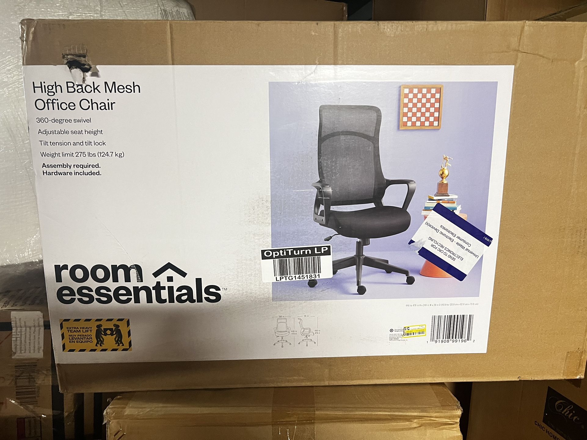 Comfort Office Chair Black - Room Essentials™: Ergonomic, Adjustable, Mesh Back, 5-Wheel Base