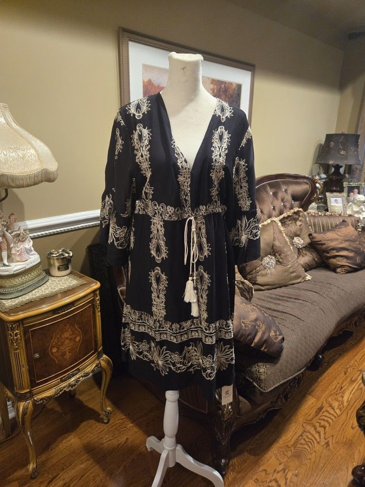 Black And Gold Embroided Dress