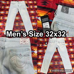 True Religion Geno Orange Stitch Flap Pocket Relaxed Slim Fit Stretch Mens 32x32