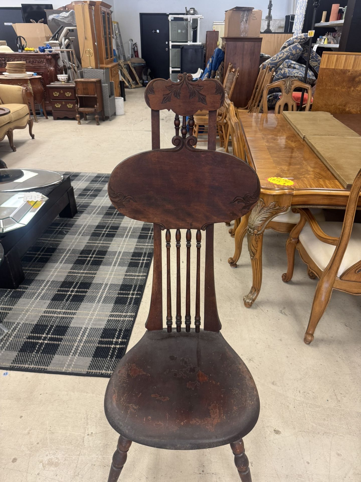 Antique 1890's Wood Chair - 51” T
