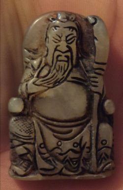 Hand Carved Jade Figurine Seated Chinese Warrior Deity Guan Yu Style