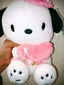 Cute Plush Dog With Pink Heart 