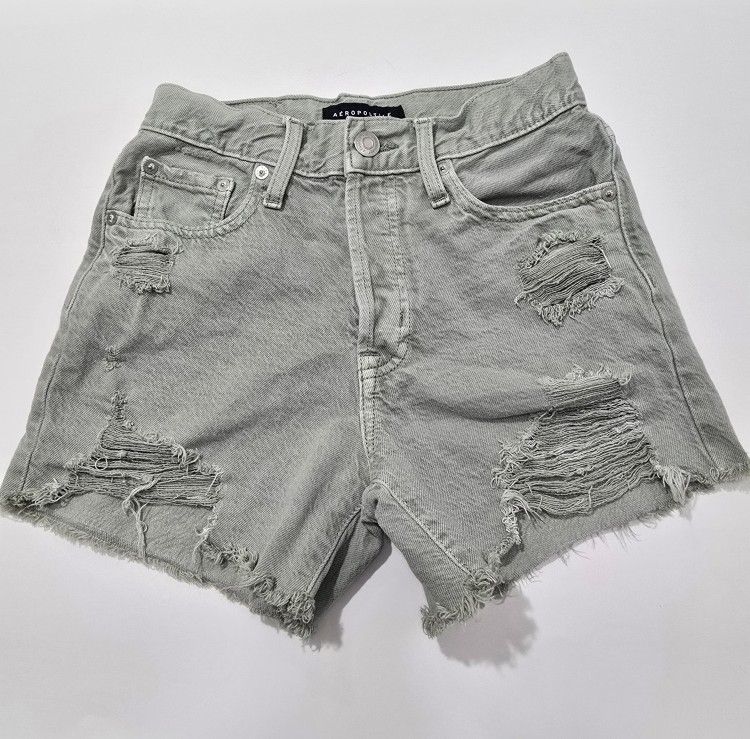 Aeropostale Womens Distressed 90's High-Rise Cutoff Shorts Raw Hem Sz 00