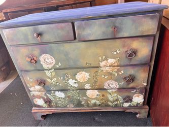 One-of-a-Kind Hand-Painted Floral Dresser