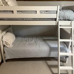 Wood Bunk Beds W/ Mattresses 