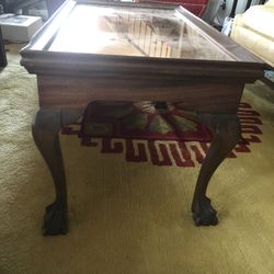 Antique Coffee Table Ball And Claw With Mirror 