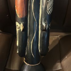 Two Faced Wooden African Figurine Very Unique Item 