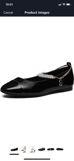 Ballet Flats Shoes for Women, Buckle Strap Flats Shoes, Pearl Mary Jane Flats for Women Sparkly Ballet Flats, Comfortable Square Toe Flats Soft Work F