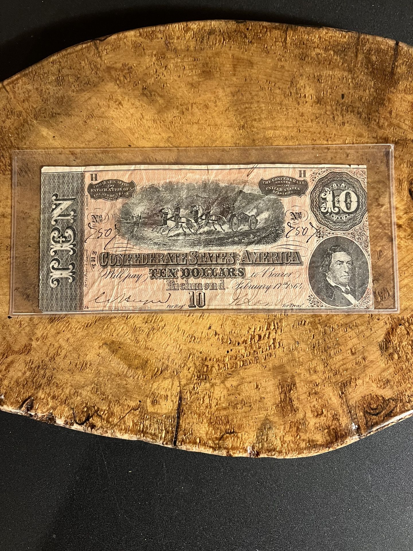 1864 $10 Confederate Currency Note Civil War Bill