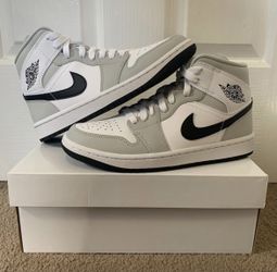 Air Jordan 1 Mid White Light Smoke Grey - BQ6472-015