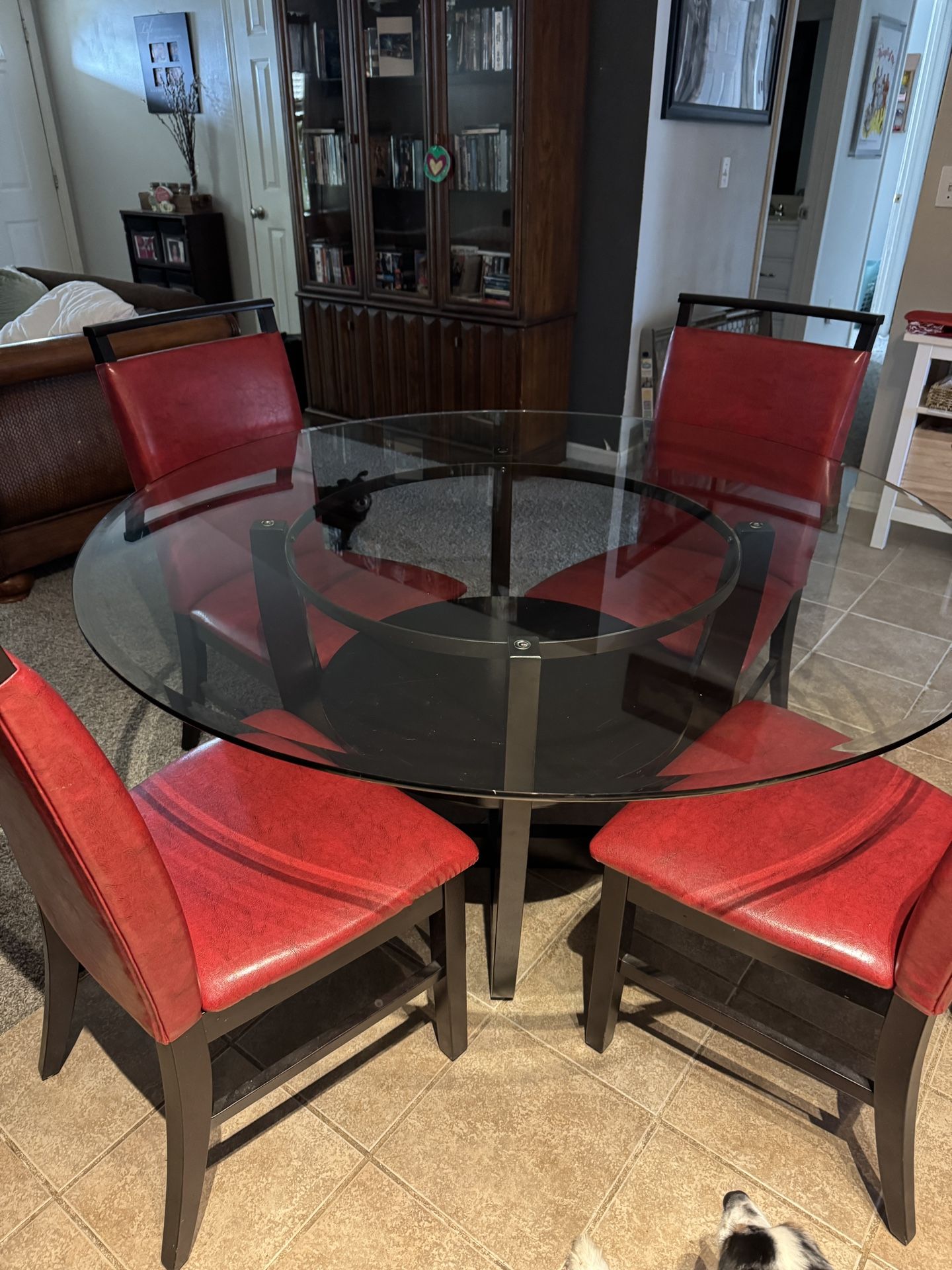 Large Round Glass Table And 4 Chairs