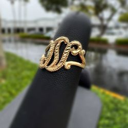 10k solid yellow gold letter N size 6.5