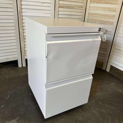 2 Drawer Mobile File Cabinet with Lock, Commercial Vertical Filing Cabinet for Home Office, White