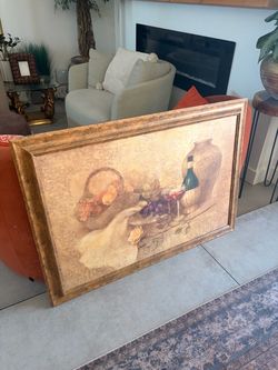 Large Vintage-Style Framed Still Life Artwork