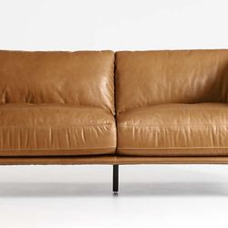Buttery Soft Cognac Leather Couch -Crate and Barrel