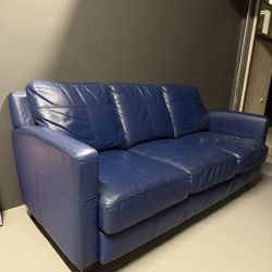 Italian Leather Sofas - 2 blue