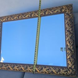 2 Antique Heavy Wood Wall Mirror