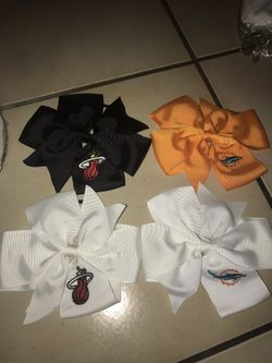 Miami Heat and Miami Dolphins hair bows