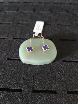 18K Gold VCA BLUE ALHAMBRA TICTAC EARINGS