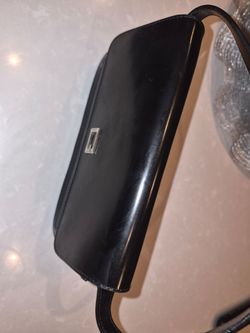 Black Leather Structured Shoulder Bag