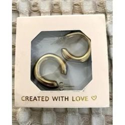 New Thick Gold Chunky Hoops Earrings for Women 18K Real Gold Plated Open Hoop