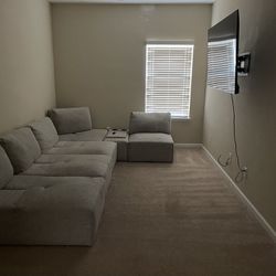 Gray Sectional with Speakers 