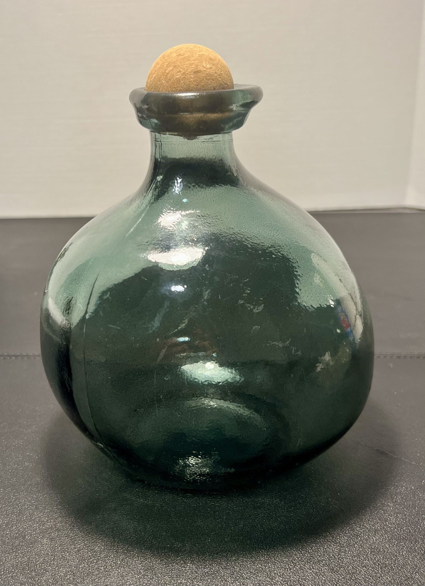 Green Glass Co. Minnesota 1990s Recycled Bubble Demijohn Bottle USA, 7.5”