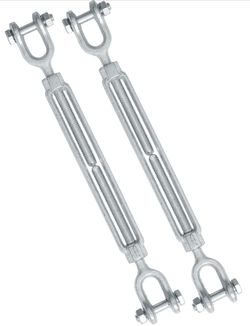 Jamiikury 3/8" Jaw Jaw Turnbuckle Galvanized Jaw And Jaw Turnbuckle, Jaw Jaw Closed Body Marine Turnbuckle Jaw, 3000lbs Working Load Limit, Durable Fo