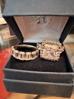 Square cut zirconium diamond ring