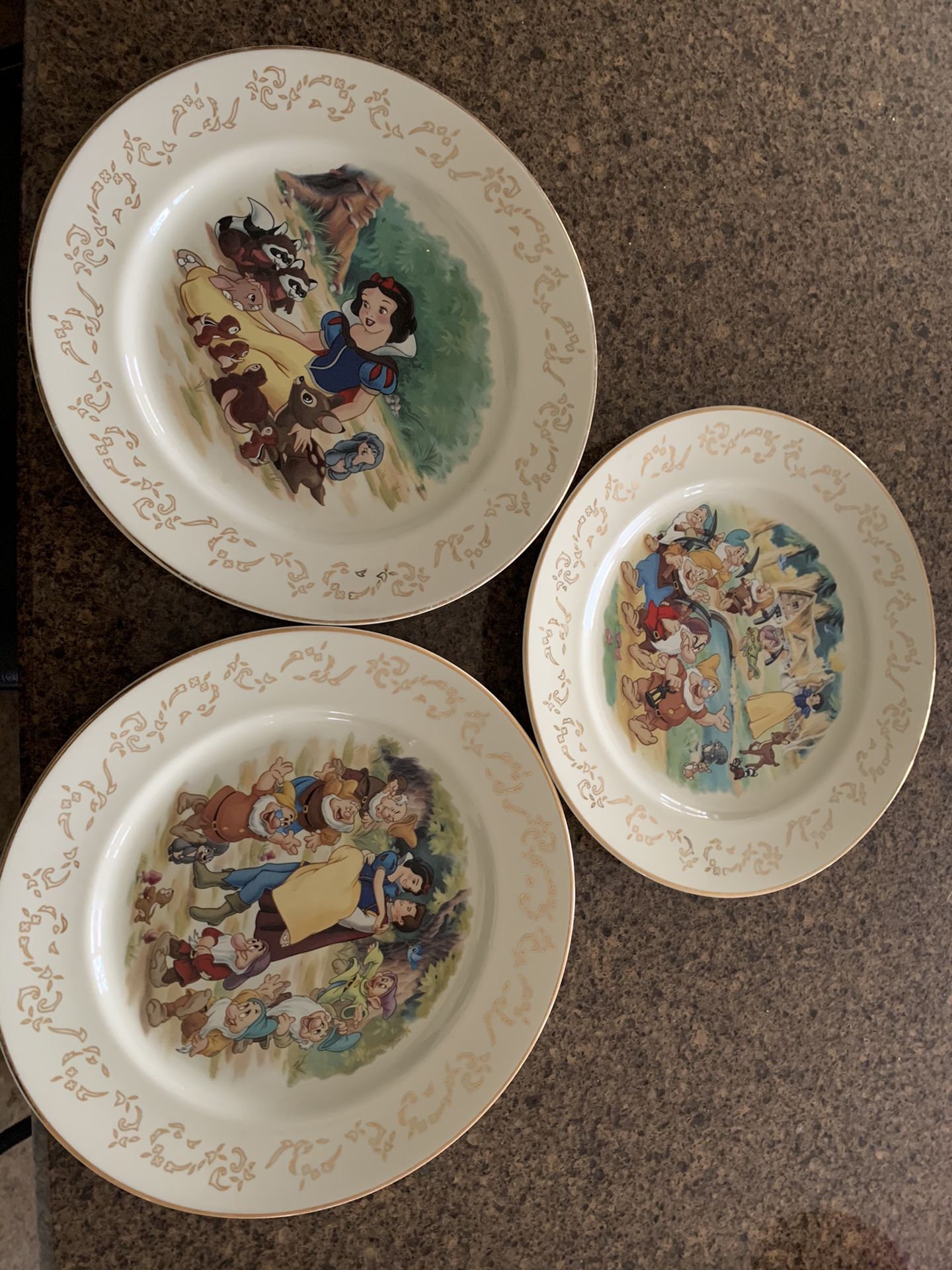 3 Disney/Lenox Snow White dessert plates