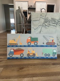 Large Construction Truck Canvas Wall Art – 49” Wide