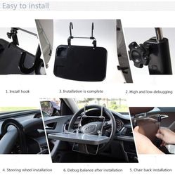 Portable car steering wheel tray