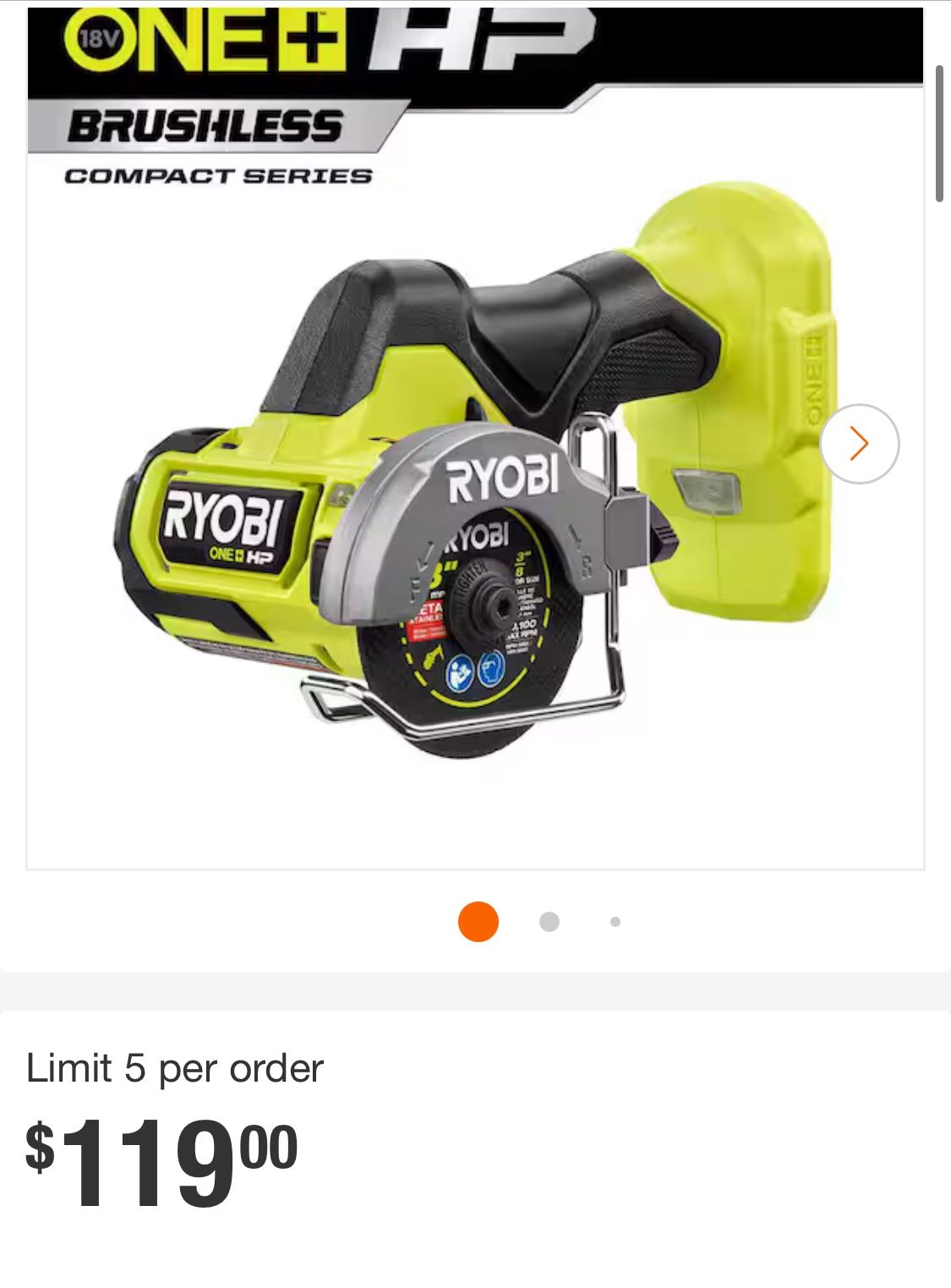 RYOBI ONE+ HP 18V Brushless Cordless Compact Cut-Off Tool (Tool Only)