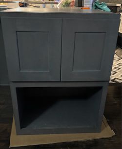 NEW Dark Gray Shaker Base Cabinet / Vanity with Open Lower Shelf – 27"W x 36"H x 22"D