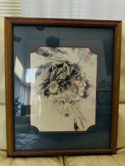 Southwestern Wolf Indian Naive American Wall Art Decoration