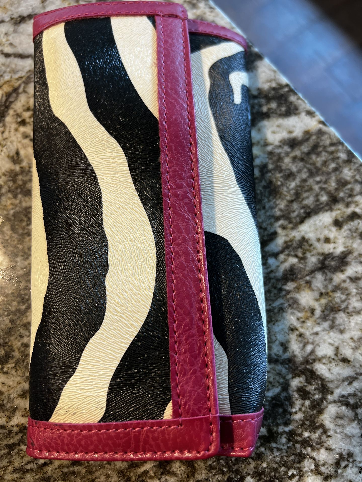 Tri-Fold Wallet/Clutch, Magenta W/Zebra Stripes