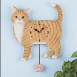 Cute Orange Tabby Cat Wall Clock