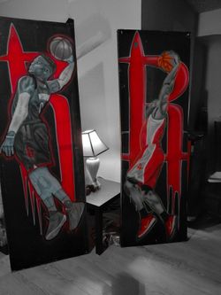 ROCKETS PAINTING FRAMES BOTH$100