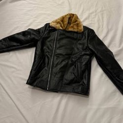 Men’s Black Leather Shearling Jacket