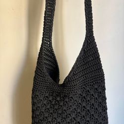 Black crochet bag