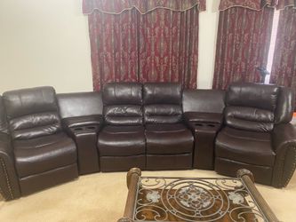 Espresso leather brown couch