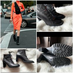 Coach Coach Womens Lucia Black Red Trim Leather Bootie SZ 10>