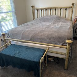 King Size Levins Brass Bed And Bench Set